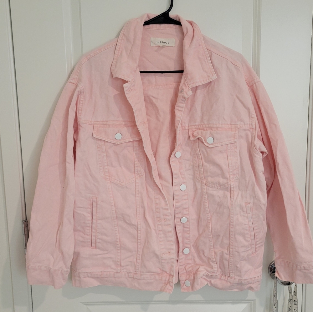 L*Space Pink Denim Oversized Jacket Size Xs